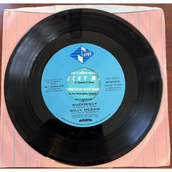 BILLY OCEAN Suddenly & Lucky Man 7” 45rpm 1984 Arista Vinyl - Picture 3 of 6